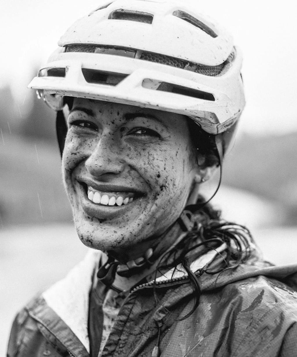 Nichole Baker with a happy mud-splattered face.